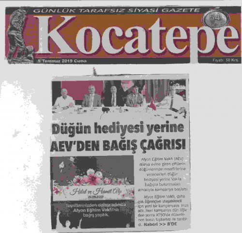 DÜĞÜN HEDİYESİ YERİNE AEV DEN BAĞIŞ ÇAĞRISI