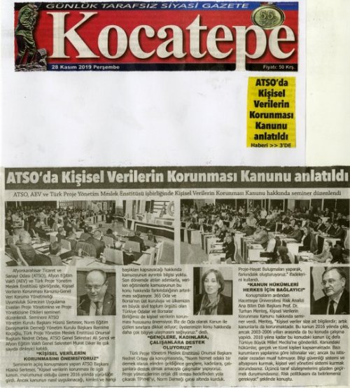 ATSO’DA KİŞİSEL VERİLERİN KORUNMASI KANUNU İLE İLGİLİ SEMİNER DÜZENLENDİ